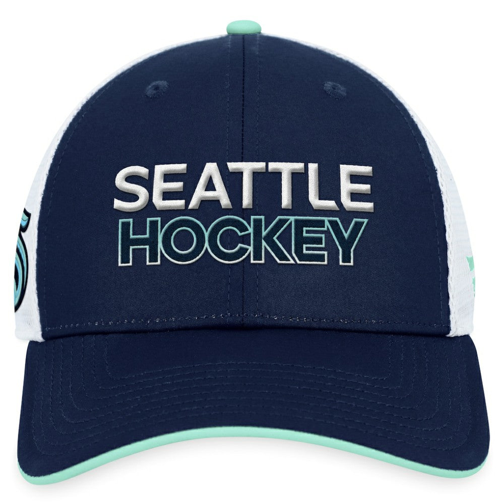 NHL Seattle Kraken Fanatics Authentic Pro Rink Trucker Adjustable Hat - Deep Sea Blue