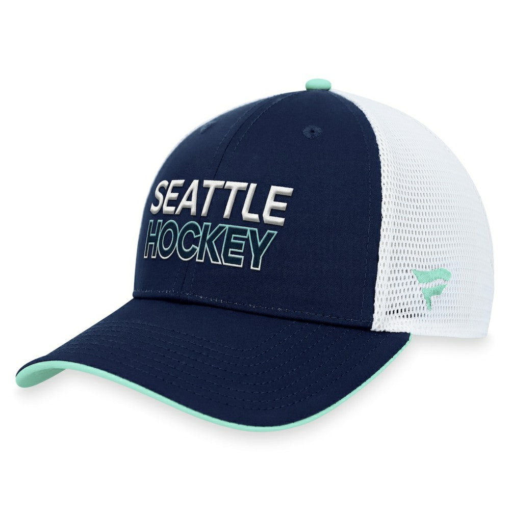 NHL Seattle Kraken Fanatics Authentic Pro Rink Trucker Adjustable Hat - Deep Sea Blue