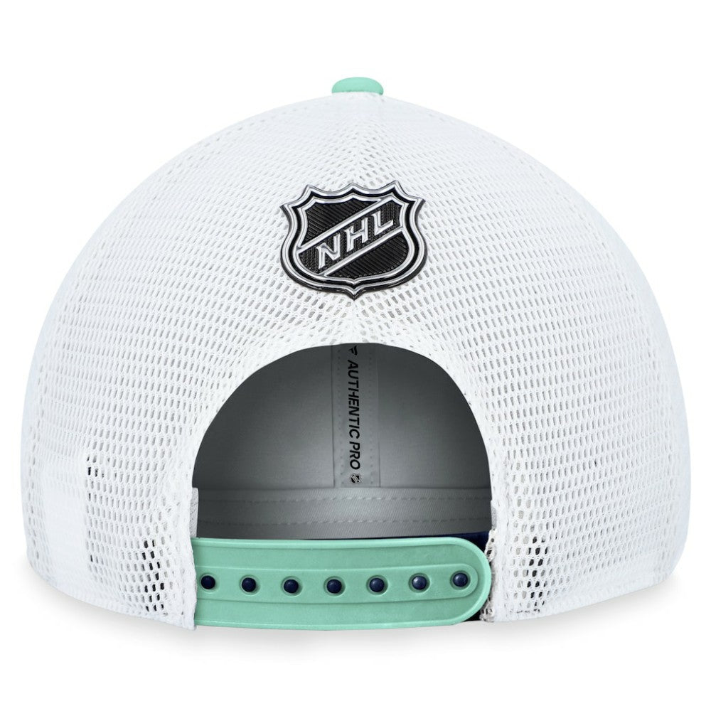 NHL Seattle Kraken Fanatics Authentic Pro Rink Trucker Adjustable Hat - Deep Sea Blue