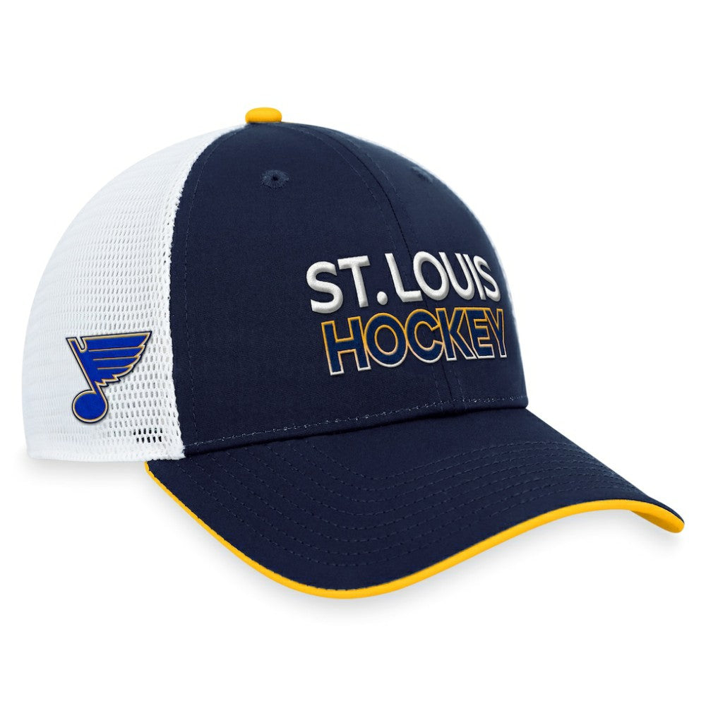 NHL St. Louis Blues Fanatics Authentic Pro Rink Trucker Adjustable Hat - Navy