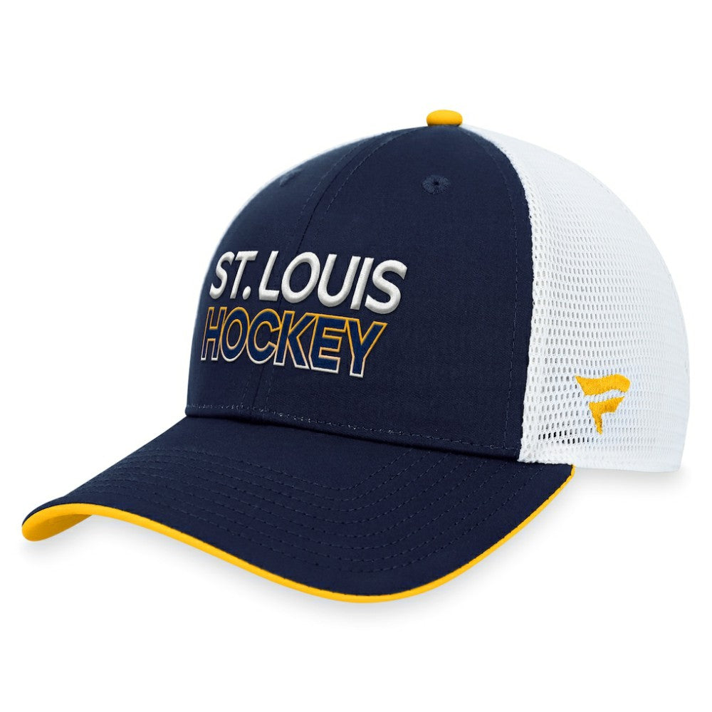 NHL St. Louis Blues Fanatics Authentic Pro Rink Trucker Adjustable Hat - Navy