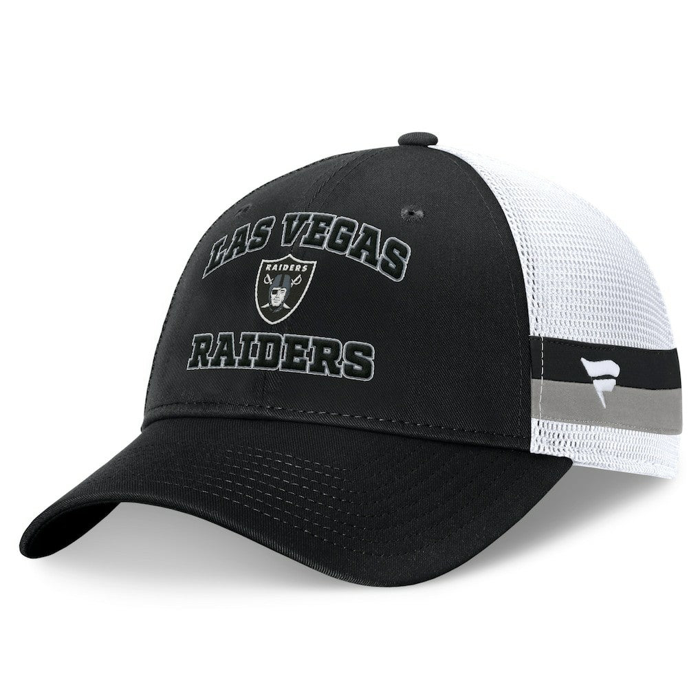 Las Vegas Raiders Fundamentals Side Stripe Trucker Adjustable Hat Black/White