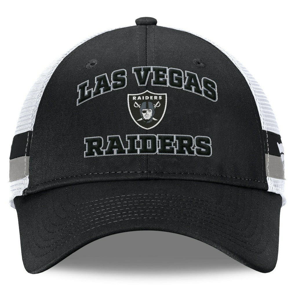 Las Vegas Raiders Fundamentals Side Stripe Trucker Adjustable Hat Black/White