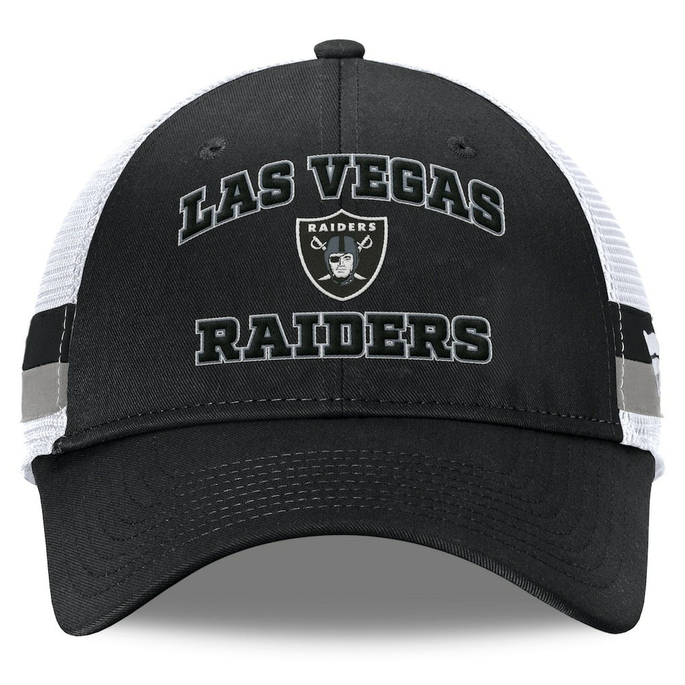 Las Vegas Raiders Fundamentals Side Stripe Trucker Adjustable Hat Black/White