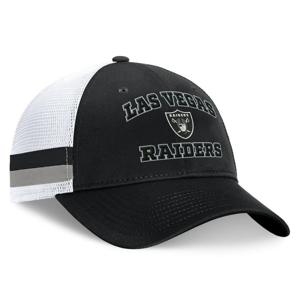 Las Vegas Raiders Fundamentals Side Stripe Trucker Adjustable Hat Black/White