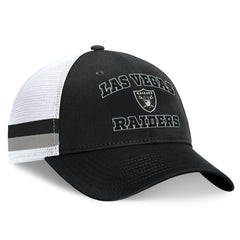 Las Vegas Raiders Fundamentals Side Stripe Trucker Adjustable Hat Black/White