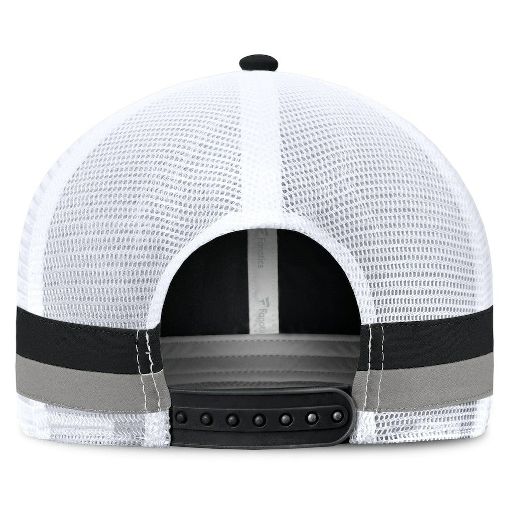 Las Vegas Raiders Fundamentals Side Stripe Trucker Adjustable Hat Black/White