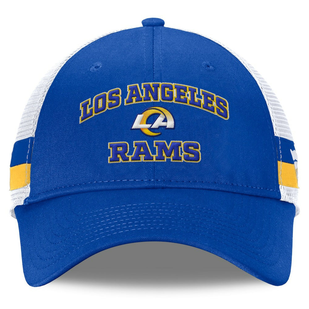 Los Angeles Rams Fundamentals Side Stripe Trucker Adjustable Hat Royal/White