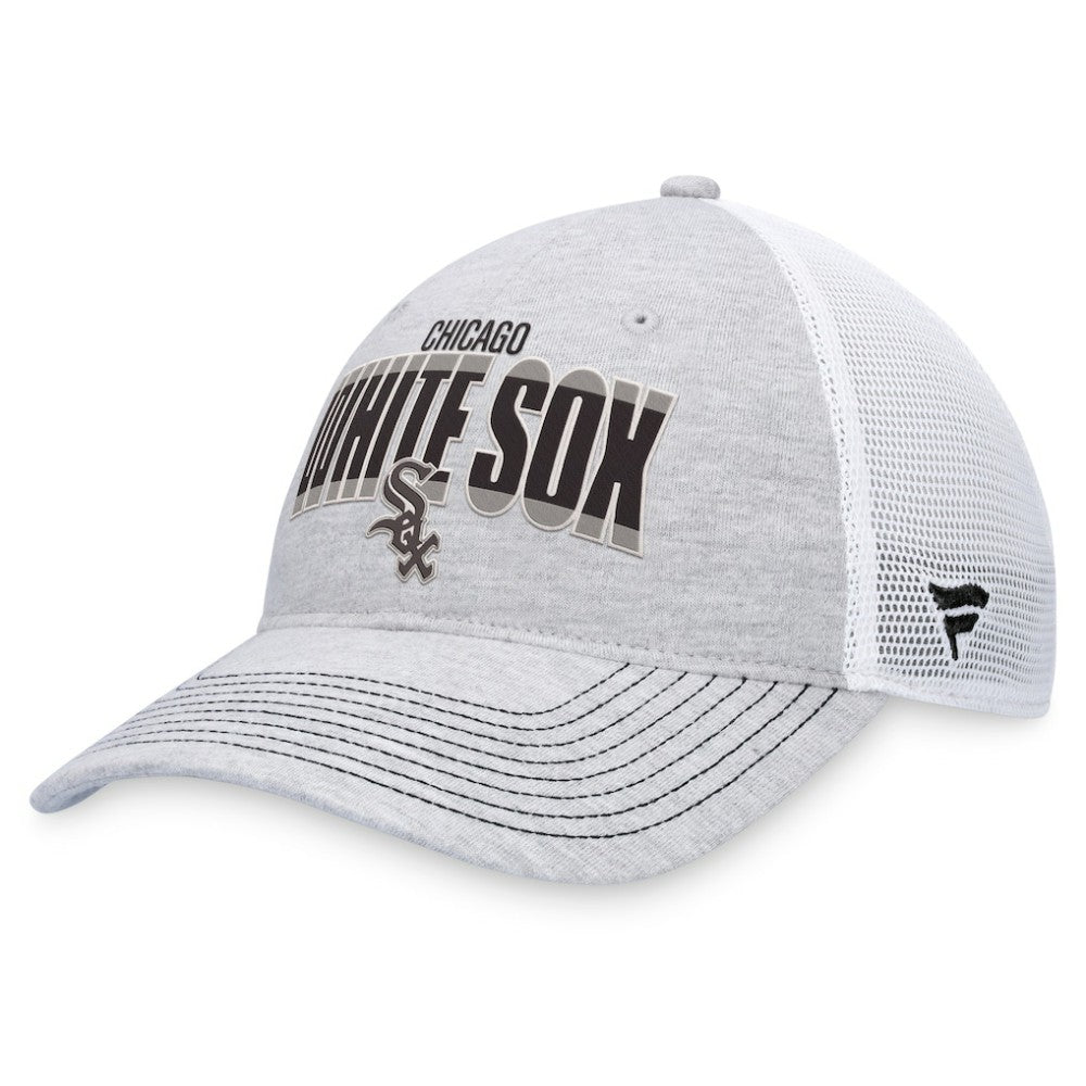 Chicago White Sox Fanatics Logo Trucker Adjustable Hat - Heather Gray/White Hats
