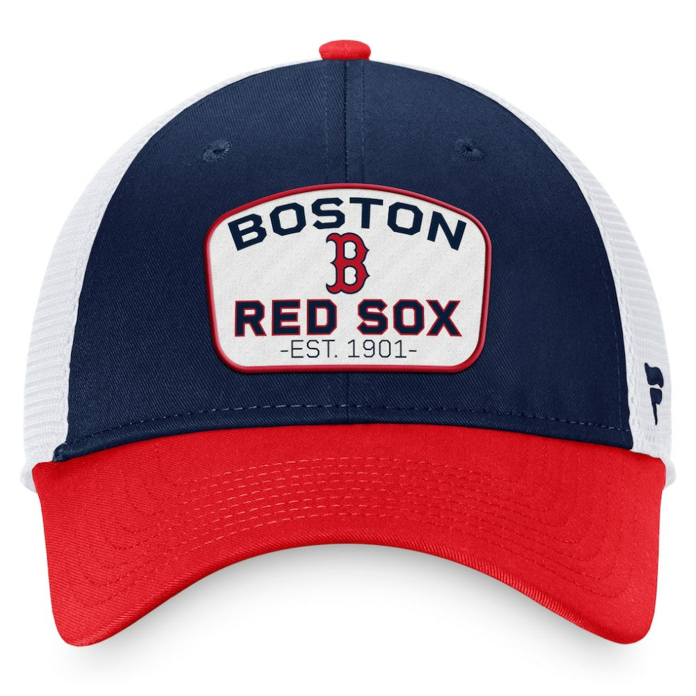 Boston Red Sox Fanatics Two-Tone Patch Trucker Adjustable Hat - Navy/Red Hats