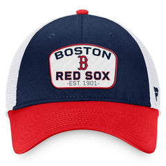 Boston Red Sox Fanatics Two-Tone Patch Trucker Adjustable Hat - Navy/Red Hats