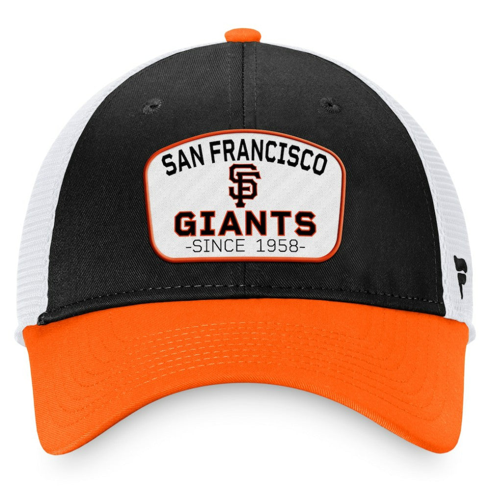 San Francisco Giants Fanatics Two-Tone Patch Trucker Adjustable Hat - Black/Orange Hats