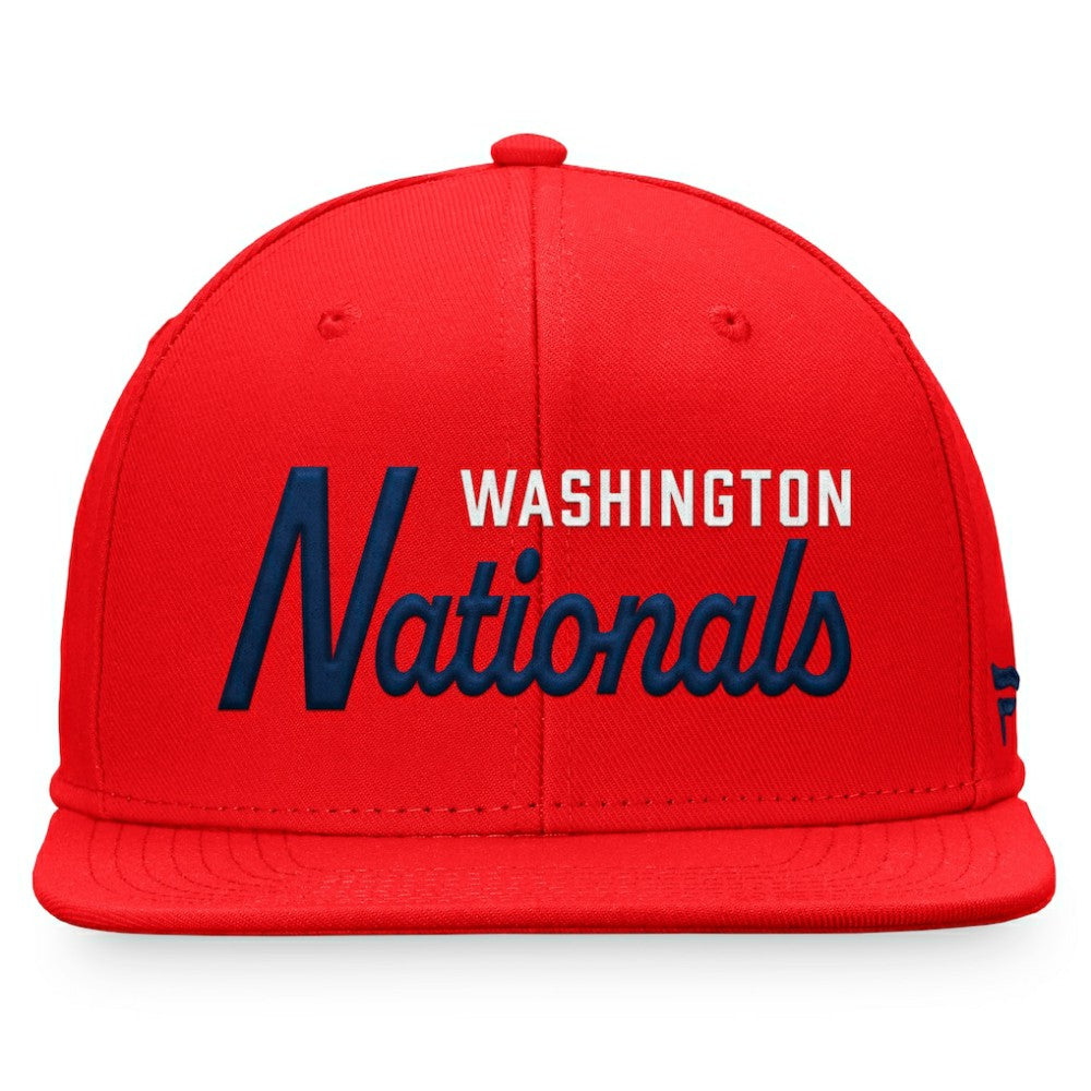 Washington Nationals Fanatics Script Snapback Hat - Red Hats