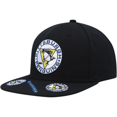 NHL Pittsburgh Penguins Mitchell & Ness Vintage Hat Trick Snapback Hat - Black