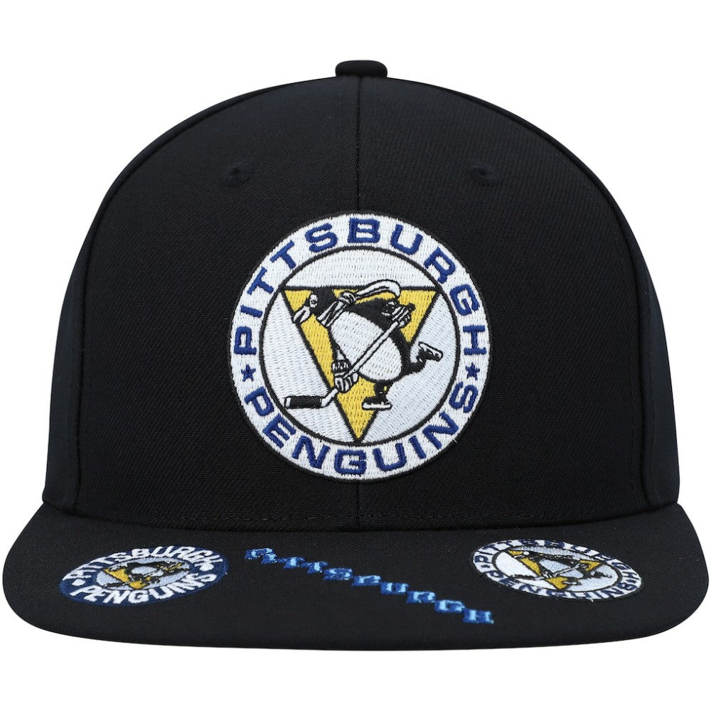 NHL Pittsburgh Penguins Mitchell & Ness Vintage Hat Trick Snapback Hat - Black