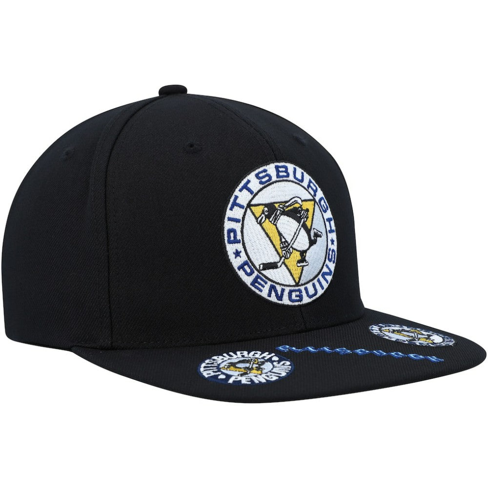NHL Pittsburgh Penguins Mitchell & Ness Vintage Hat Trick Snapback Hat - Black