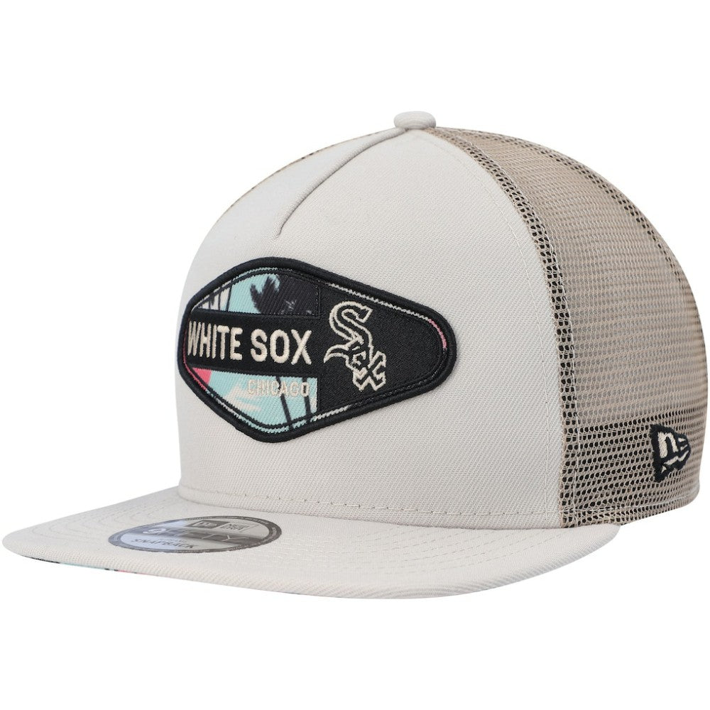 Chicago White Sox New Era Retro Beachin' Patch A-Frame Trucker 9FIFTY Snapback Hat - Natural Hats