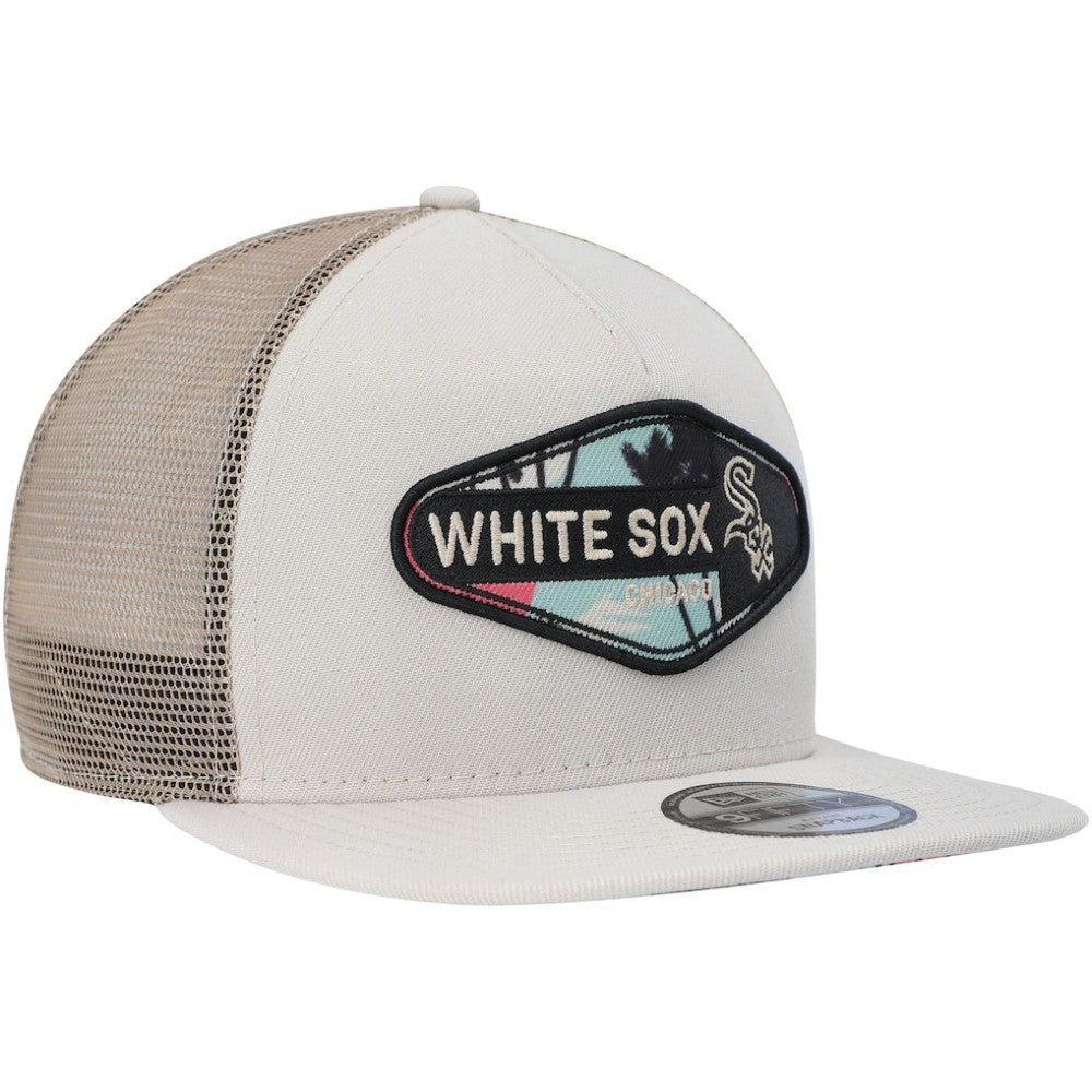 Chicago White Sox New Era Retro Beachin' Patch A-Frame Trucker 9FIFTY Snapback Hat - Natural Hats