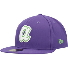 Atlanta Braves New Era Lime Side Patch 59FIFTY Fitted Hat - Purple Hats