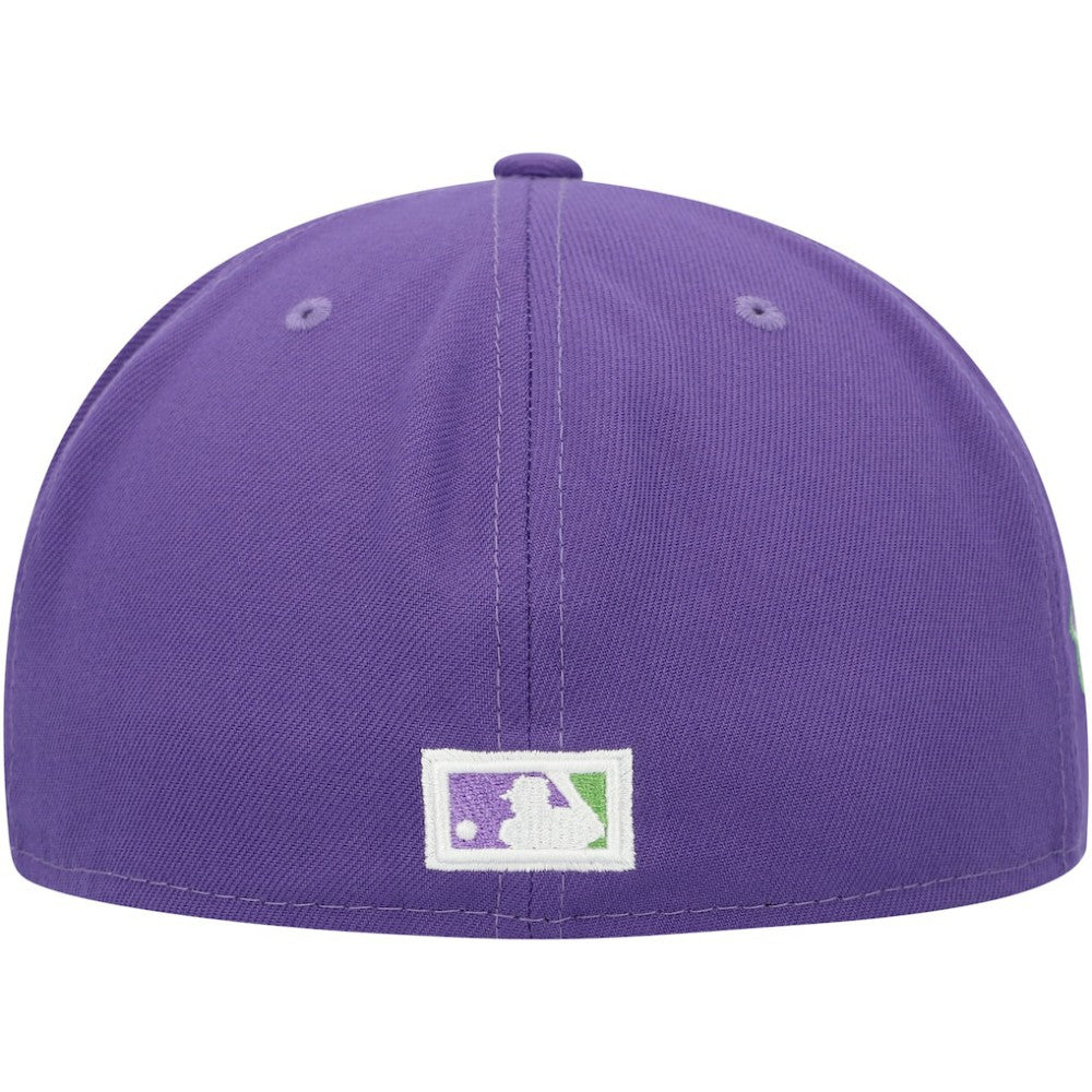 Atlanta Braves New Era Lime Side Patch 59FIFTY Fitted Hat - Purple Hats