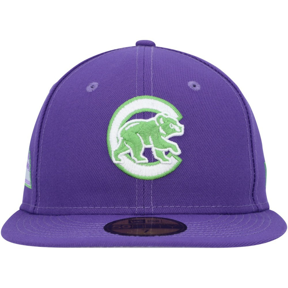 Chicago Cubs New Era Lime Side Patch 59FIFTY Fitted Hat - Purple Hats