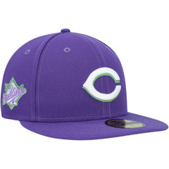 Cincinnati Reds New Era Lime Side Patch 59FIFTY Fitted Hat - Purple Hats