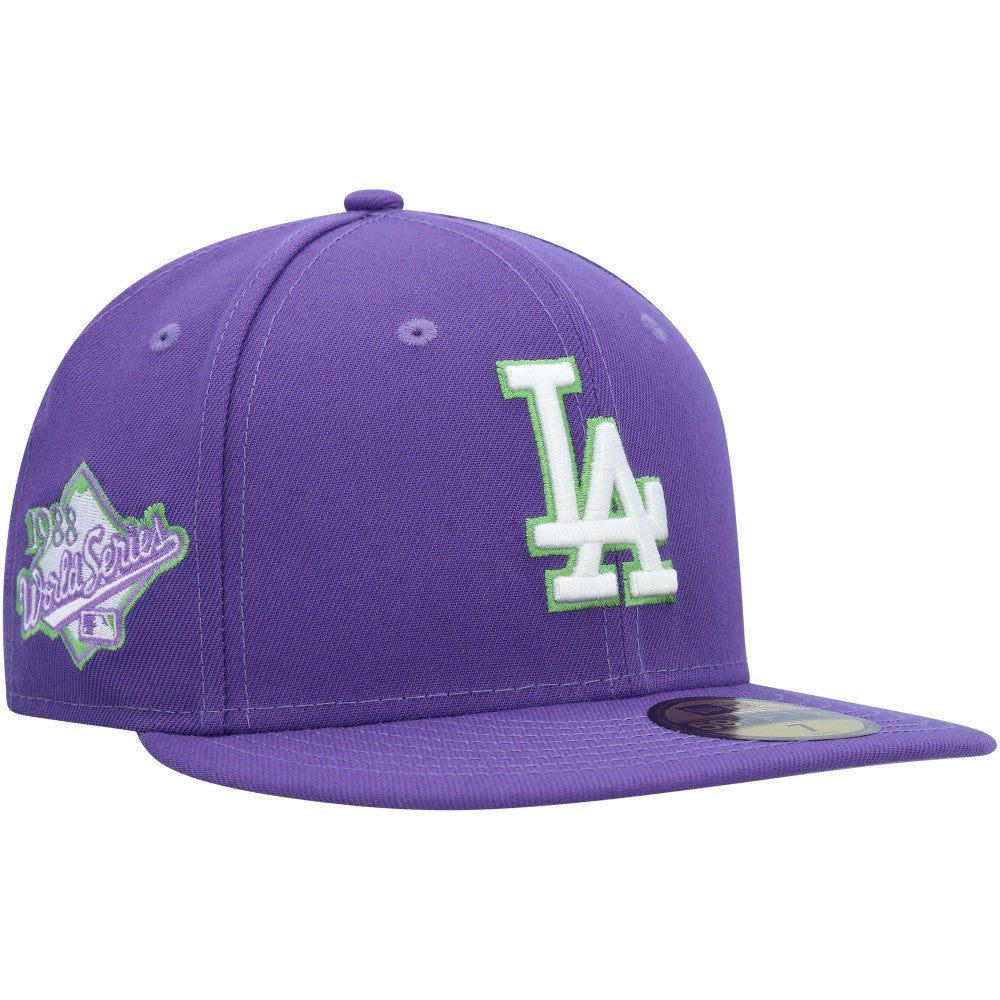 Los Angeles Dodgers New Era Lime Side Patch 59FIFTY Fitted Hat - Purple Hats