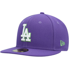 Los Angeles Dodgers New Era Lime Side Patch 59FIFTY Fitted Hat - Purple Hats