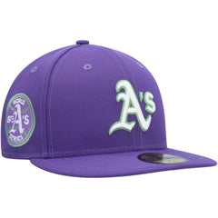 Athletics New Era Lime Side Patch 59FIFTY Fitted Hat - Purple Hats