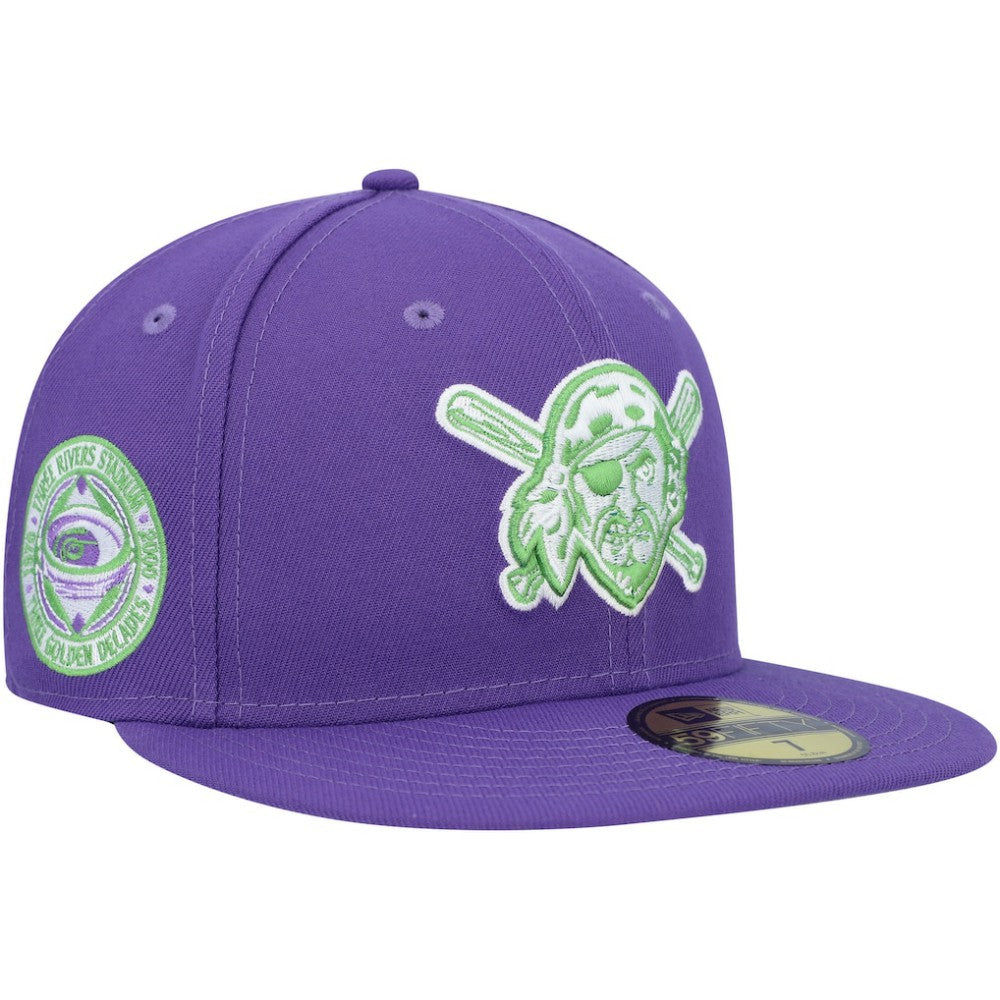 Pittsburgh Pirates New Era Lime Side Patch 59FIFTY Fitted Hat - Purple Hats