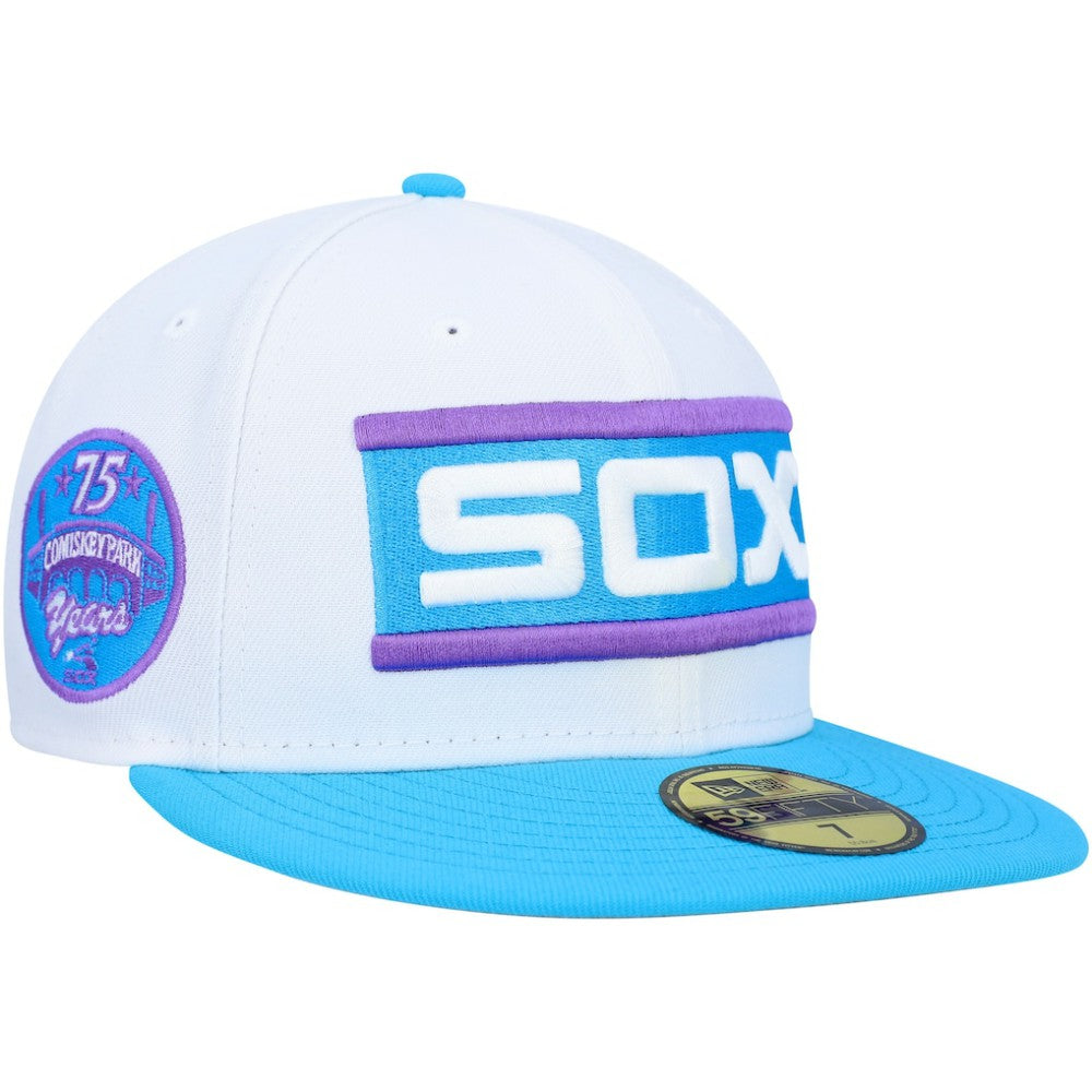 Chicago White Sox New Era Comiskey Park 75th Anniversary Vice 59FIFTY Fitted Hat - White Hats