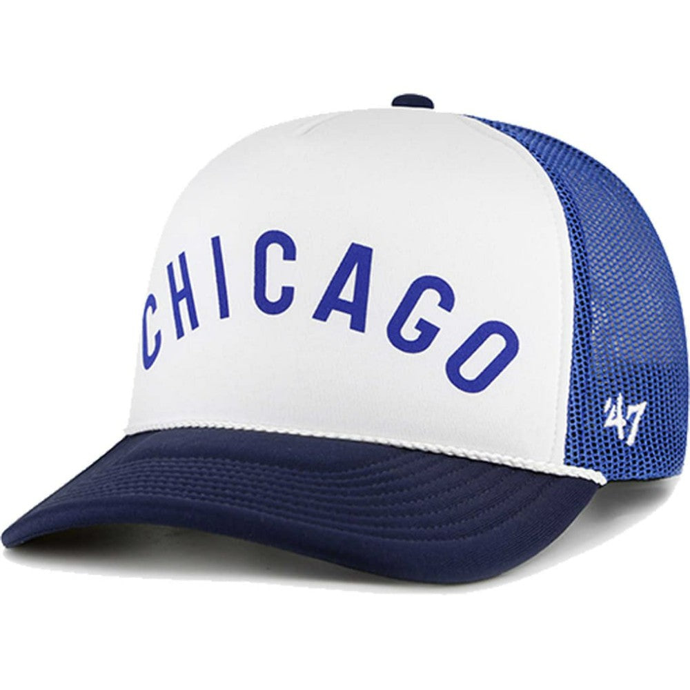 Chicago Cubs '47 Foam Front Script Trucker Snapback Hat - White Hats