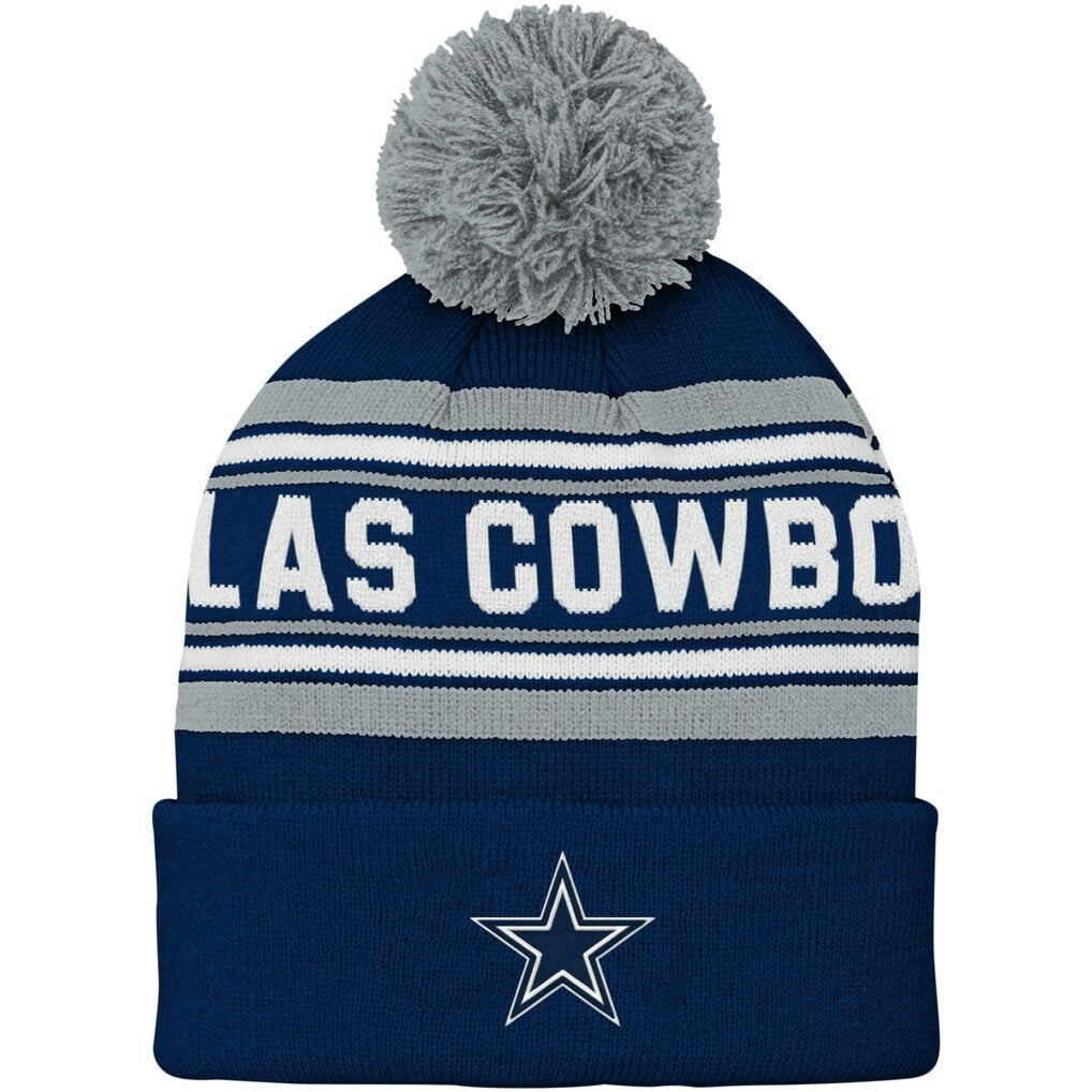 Dallas Cowboys Youth Jacquard Cuffed Knit Hat with Pom Navy
