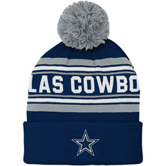Dallas Cowboys Youth Jacquard Cuffed Knit Hat with Pom Navy