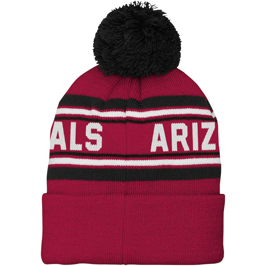 Arizona Cardinals Youth Jacquard Cuffed Knit Hat with Pom Cardinal