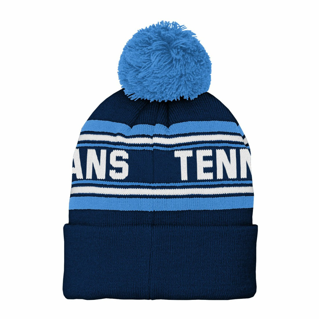 Tennessee Titans Youth Jacquard Cuffed Knit Hat with Pom Navy