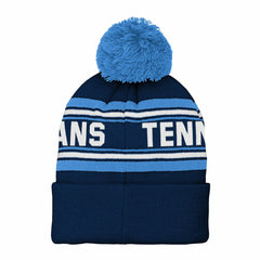 Tennessee Titans Youth Jacquard Cuffed Knit Hat with Pom Navy