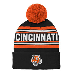 Cincinnati Bengals Preschool Jacquard Cuffed Knit Hat with Pom Black