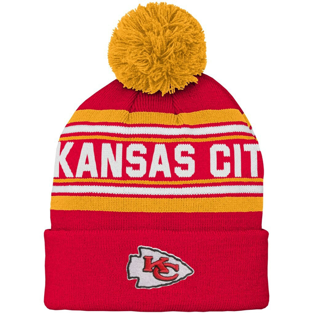 Kansas City Chiefs Preschool Jacquard Cuffed Knit Hat with Pom Red