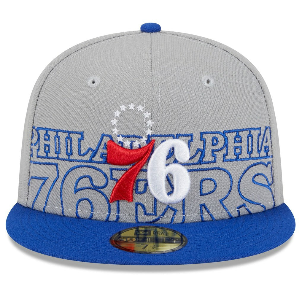 Philadelphia 76ers 2023 NBA Draft Two-Tone 59FIFTY Fitted Hat Gray/Royal