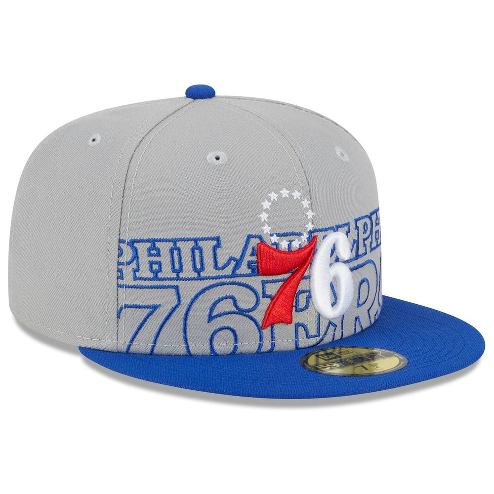 Philadelphia 76ers 2023 NBA Draft Two-Tone 59FIFTY Fitted Hat Gray/Royal