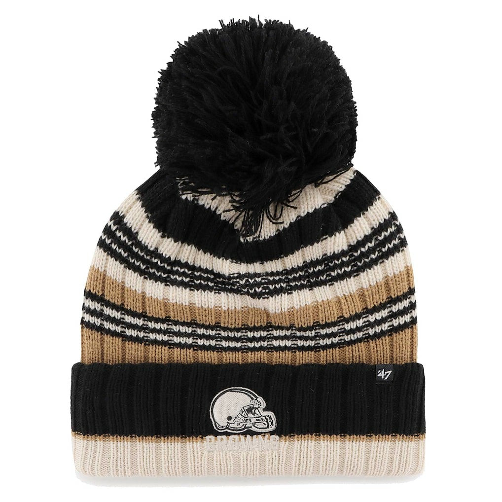 Cleveland Browns '47 Women's Barista Cuffed Knit Hat with Pom Natural