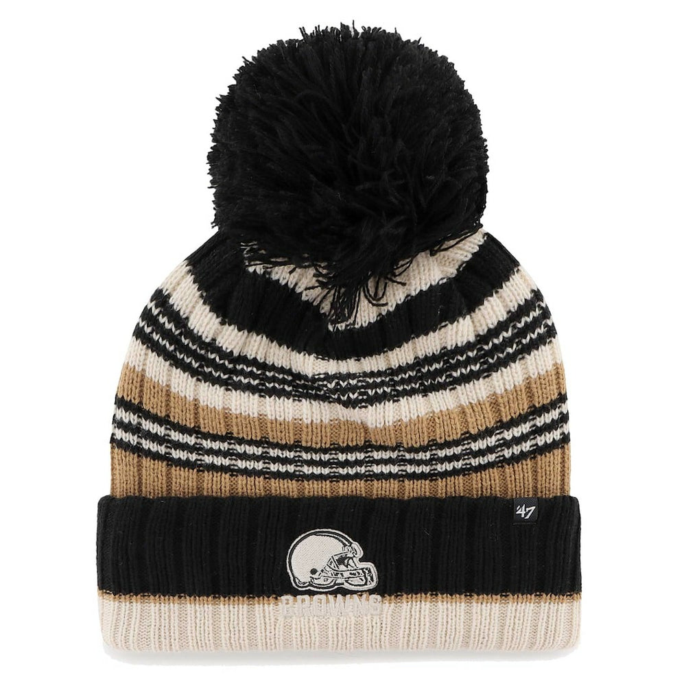 Cleveland Browns '47 Women's Barista Cuffed Knit Hat with Pom Natural