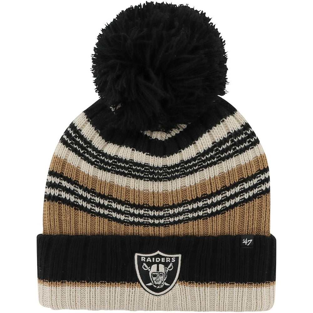 Las Vegas Raiders '47 Women's Barista Cuffed Knit Hat with Pom Natural