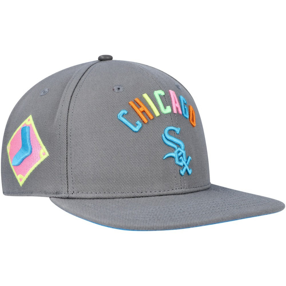 Chicago White Sox Pro Standard Washed Neon Snapback Hat - Gray Hats