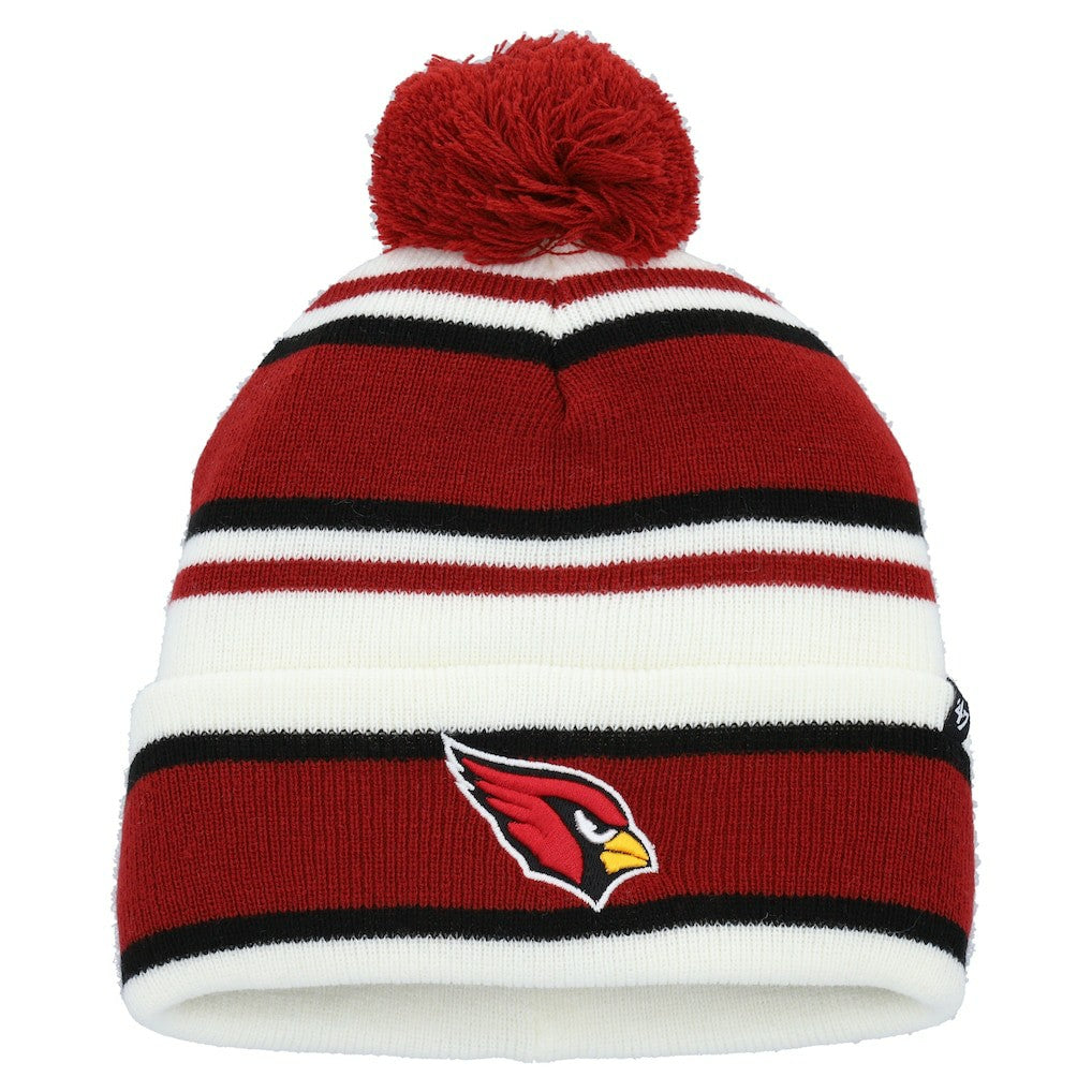 Arizona Cardinals '47 Youth Stripling Cuffed Knit Hat with Pom White