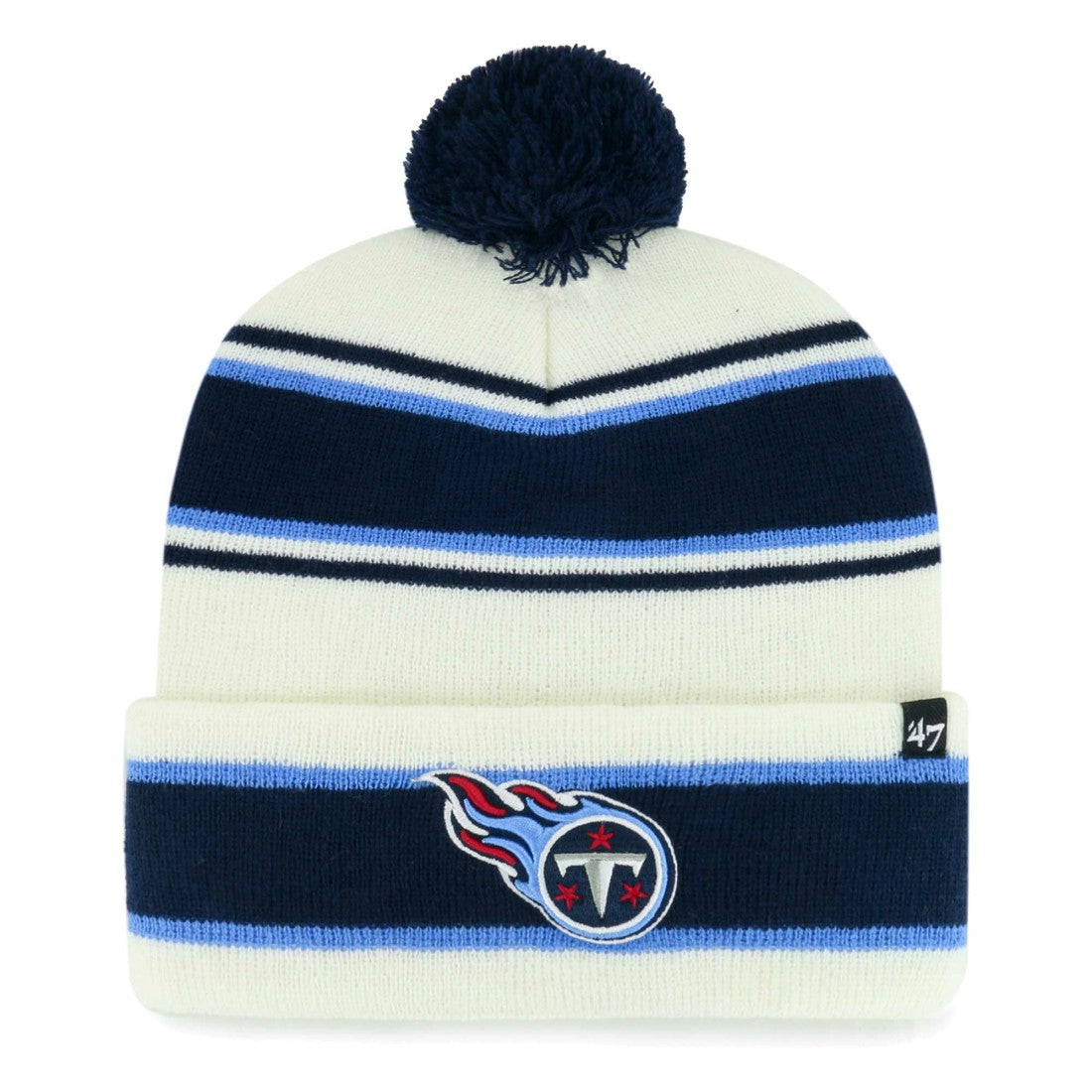Tennessee Titans '47 Youth Stripling Cuffed Knit Hat with Pom White