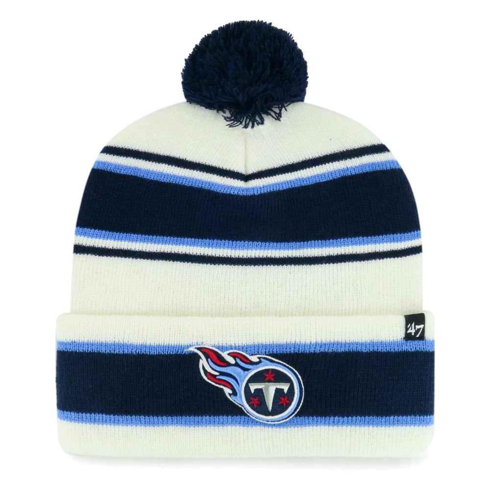 Tennessee Titans '47 Youth Stripling Cuffed Knit Hat with Pom White