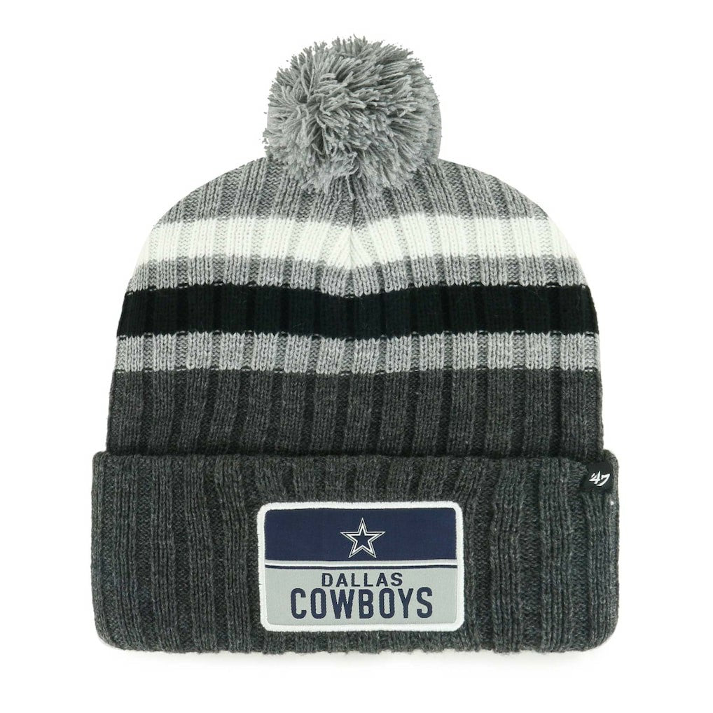 Dallas Cowboys '47 Stack Cuffed Knit Hat with Pom Gray