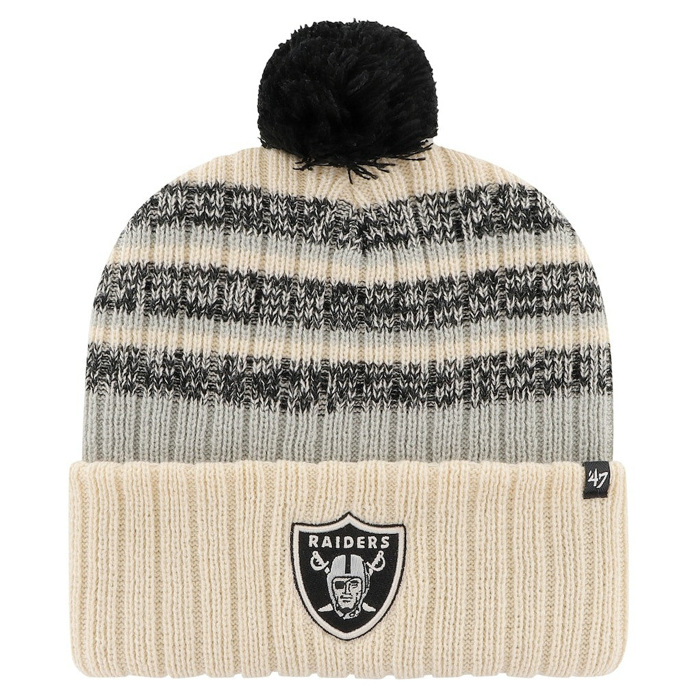 Las Vegas Raiders '47 Tavern Cuffed Knit Hat with Pom Natural